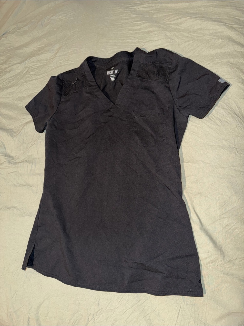 Medcouture women’s Black V-Neck Scrub Top